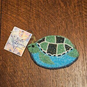 Beaded Turtle Coin Purse/Keychain. Maui Designed NWT Tropical Elegance